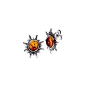 Boucles d'oreille Soleil Ambre et Argent
