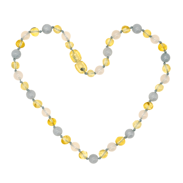 Pack Collier + Bracelet Ambre, Aigue-Marine et Agate Blanche