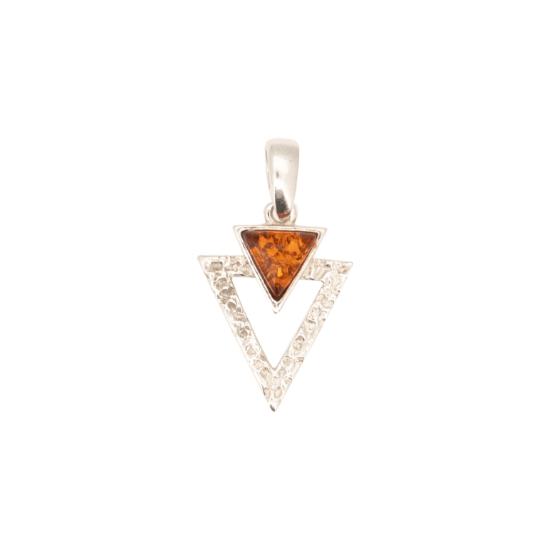 Pendentif Argent 925 Avec Ambre Orange - Neuf Sans Emballage, Lot B1306