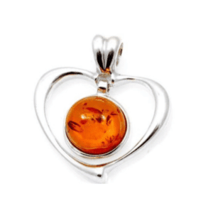 Pendentif Coeur Argent et Ambre