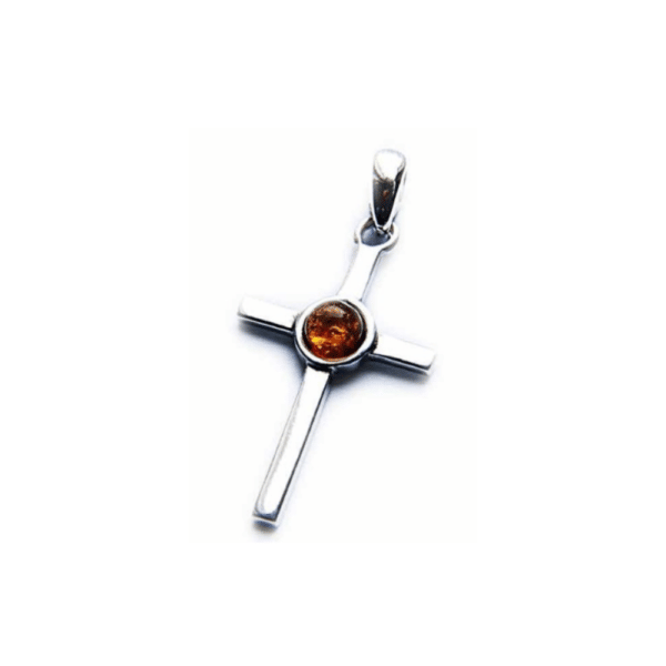 Pendentif Ambre et Argent Croix