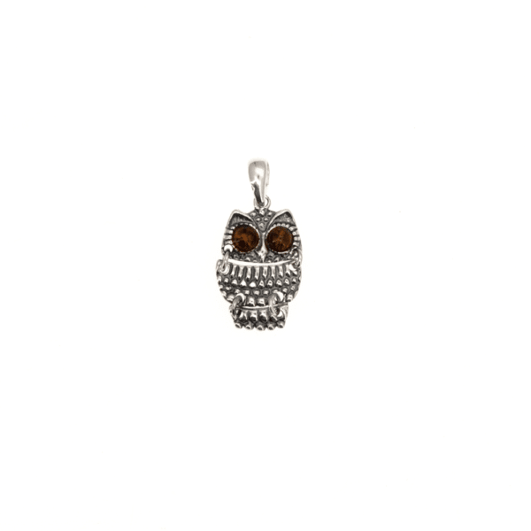 Pendentif Hibou Ambre et Argent