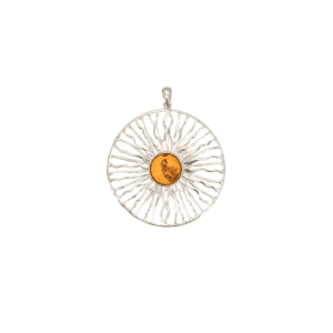 Pendentif Soleil Ambre et Argent