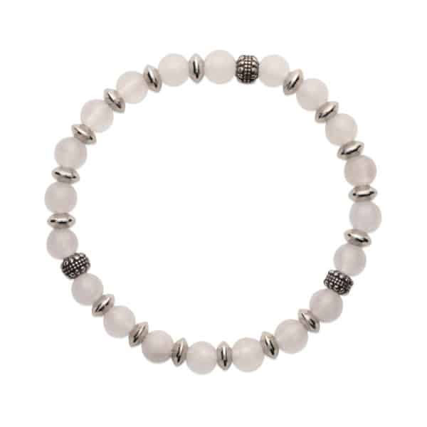 Bracelet Quartz Fumé et Acier breloque