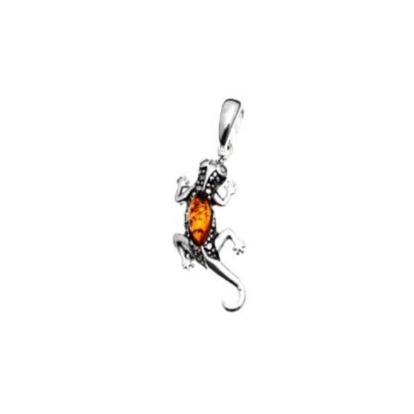 Pendentif Ambre et Argent Salamandre