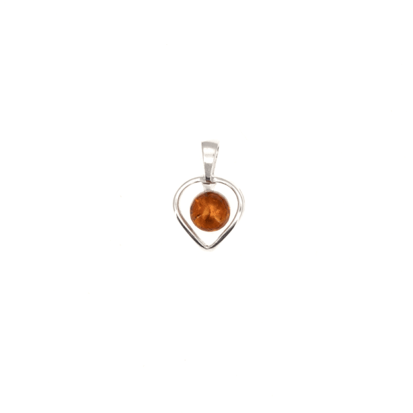 Pendentif Coeur en Ambre et argent