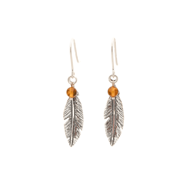 Boucle d'oreille Plume et Ambre