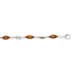 Bracelet Arabesque Ambre et argent cognac