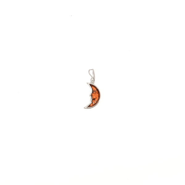 Pendentif Lune Ambre et Argent