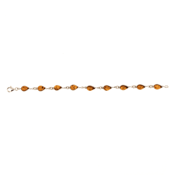 Bracelet Ambre et Argent Gouttes et Cognac