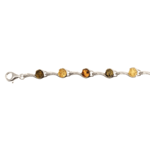 Bracelet Virgule Multicolore Ambre et Argent